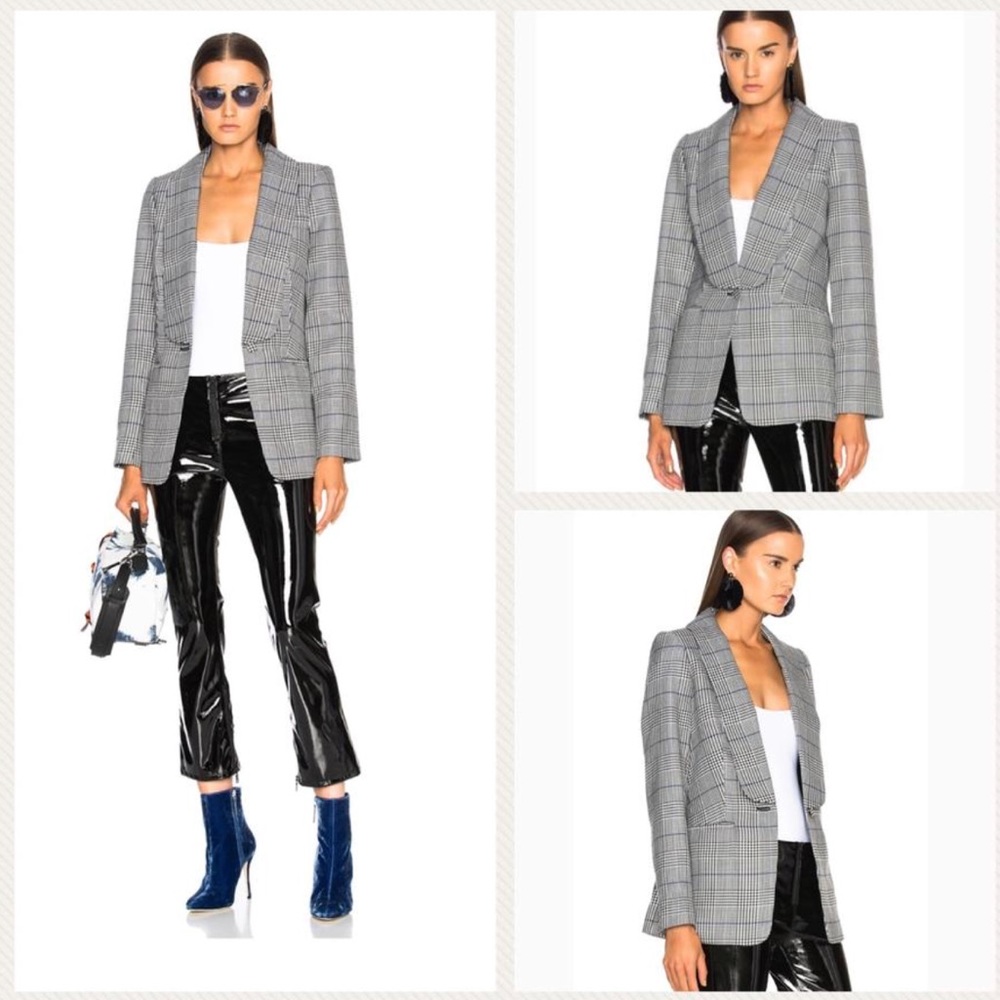 Self-Portrait Women's Black Woven Check Blazer S M